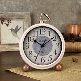 img 1 attached to 🕰️ Small Decorative Vintage Quartz Analog Clock, Non Ticking, Silent Desk Clocks Mantel with Large Numerals, Battery Operated - Beige