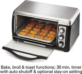 img 2 attached to 🔥 Hamilton Beach Countertop Convection Toaster Oven 6-Slice, Bake Pan & Broil Rack - Black (31331D): Efficient Cooking at Your Fingertips