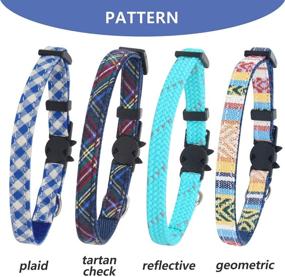 img 3 attached to 🐱 4 Pack Breakaway Cat Collar with Bell - Safe Buckle Collars for Kittens and Cats - Assorted Cute Patterns - Adjustable from 7-11 Inches (Blue)