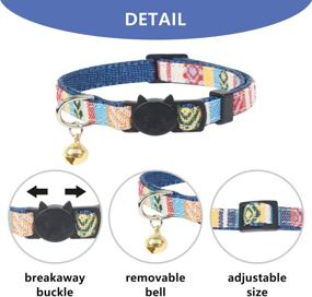 img 2 attached to 🐱 4 Pack Breakaway Cat Collar with Bell - Safe Buckle Collars for Kittens and Cats - Assorted Cute Patterns - Adjustable from 7-11 Inches (Blue)