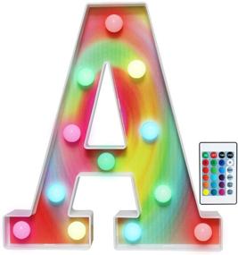 img 4 attached to Rainbow Marquee Letter Lights - 16 Color Changing RGB Signs with Remote Control for Valentine's Day, Birthday Party, Wedding, Christmas Decor - Rainbow Letter A