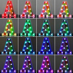 img 3 attached to Rainbow Marquee Letter Lights - 16 Color Changing RGB Signs with Remote Control for Valentine's Day, Birthday Party, Wedding, Christmas Decor - Rainbow Letter A