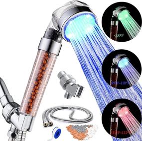 img 4 attached to 🚿 SEANADO LED Shower Head: Temperature Display, Filter & Bracket included! Rainfall Design, High Pressure Spray Filter Showerheads with 3 Colors Changing Waterproof Lights for Hard Water Softener