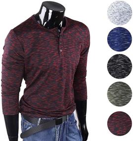 img 2 attached to 👕 Striped Sleeve Henley Shirts - Stylish Clothing for Men's Shirts by FORBUSITE