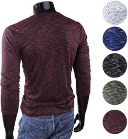 img 1 attached to 👕 Striped Sleeve Henley Shirts - Stylish Clothing for Men's Shirts by FORBUSITE