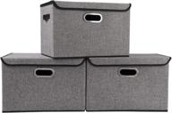 📦 versatile 3-pack gray foldable storage boxes with lids: organize & optimize your space! logo