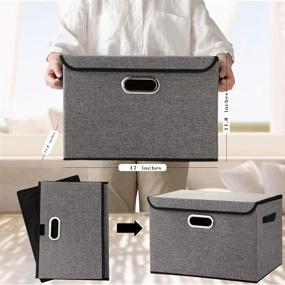img 1 attached to 📦 Versatile 3-Pack Gray Foldable Storage Boxes with Lids: Organize & Optimize Your Space!