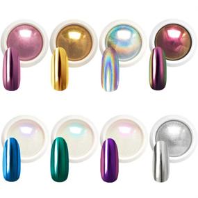 img 4 attached to Beetles Chrome Nail Powder: Captivating Mirror & Iridescent Holographic Aurora Glitter - 8 Shades, 1g/0.5g Jars