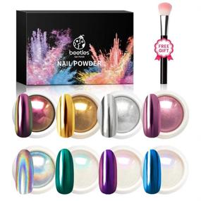 img 1 attached to Beetles Chrome Nail Powder: Captivating Mirror & Iridescent Holographic Aurora Glitter - 8 Shades, 1g/0.5g Jars