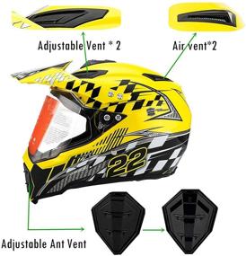 img 2 attached to 🍋 Adult Lemon Yellow MotorFansClub Medium Full Face Helmet - Off-Road Dirt Bike Motorcycle Modular Helmets with Flip Up Visor and Sun Shield