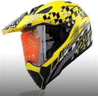 🍋 adult lemon yellow motorfansclub medium full face helmet - off-road dirt bike motorcycle modular helmets with flip up visor and sun shield logo