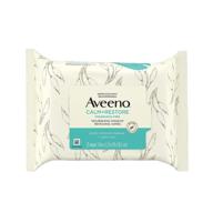 🌿 aveeno calm + restore nourishing makeup remover face wipes: 100% plant-based cloth, fragrance-free towelettes with oat extract & calming feverfew - hypoallergenic (25 ct) logo