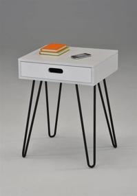 img 1 attached to 🌙 Mid-Century White Side End Table Nightstand with Black Metal Legs & One Drawer - 24"H