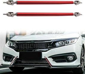 img 1 attached to 🔧 Universal 7.87" Red Adjustable Front Bumper Lip Splitter Strut Rod Tie Support Bars - Set of 2 Replacement Pieces