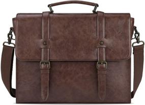 img 4 attached to Leather Mens Messenger Bag Vintage 15
