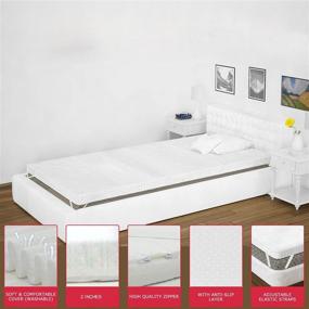 img 3 attached to 🛏️ G-HOME 2-Inch Mattress Topper: High Density Gel Infused Memory Foam for Twin Size Beds with Washable Cover