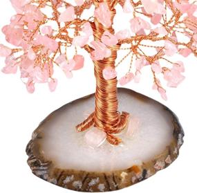 img 2 attached to 🌹 Mookaitedecor Natural Rose Quartz Crystal Tree - Enhance Wealth and Luck with Agate Slice Geode Base Money Tree Desk Home Decoration (5"-6")