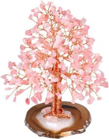 img 3 attached to 🌹 Mookaitedecor Natural Rose Quartz Crystal Tree - Enhance Wealth and Luck with Agate Slice Geode Base Money Tree Desk Home Decoration (5"-6")