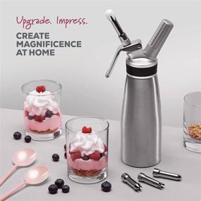 img 2 attached to 🍨 Premium Whipped Cream Dispenser - Robust Aluminum Cream Whipper, 3 Stainless Steel Culinary Decorating Tips and 1 Brush - Whip Cream Canister with Recipe Guide - Homemade Cream Maker for Ultimate Culinary Experience