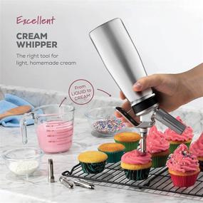 img 3 attached to 🍨 Premium Whipped Cream Dispenser - Robust Aluminum Cream Whipper, 3 Stainless Steel Culinary Decorating Tips and 1 Brush - Whip Cream Canister with Recipe Guide - Homemade Cream Maker for Ultimate Culinary Experience