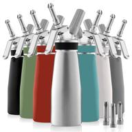 🍨 premium whipped cream dispenser - robust aluminum cream whipper, 3 stainless steel culinary decorating tips and 1 brush - whip cream canister with recipe guide - homemade cream maker for ultimate culinary experience logo