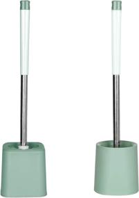 img 4 attached to 🚽 Bathroom Toilet Brush and Holder Set - Wall Mounted, Green Nordic, 2-Pack