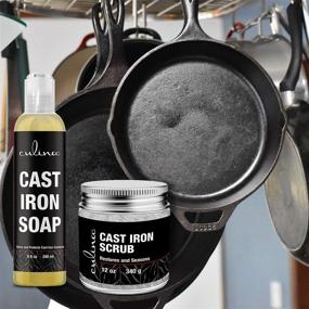 img 2 attached to 🔧 Culina Cast Iron Cleaning Set: Restoring Scrub & Cleaning Soap - Ultimate Solution for Care, Washing, and Restoring - 100% Plant-Based Formula, Ideal for Cast Iron Cookware, Skillets, Pans, and Grills!