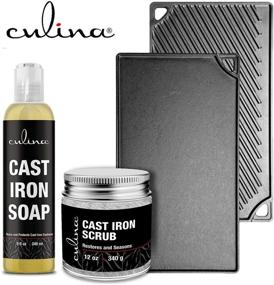 img 1 attached to 🔧 Culina Cast Iron Cleaning Set: Restoring Scrub & Cleaning Soap - Ultimate Solution for Care, Washing, and Restoring - 100% Plant-Based Formula, Ideal for Cast Iron Cookware, Skillets, Pans, and Grills!