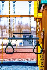 img 1 attached to 🤸 Eastern Jungle Gym Heavy-Duty Ring Trapeze Bar Combo Swing: Large 20" Bar, Coated Chains, 43" Long, 2 Snap Hooks Swing Set Accessory