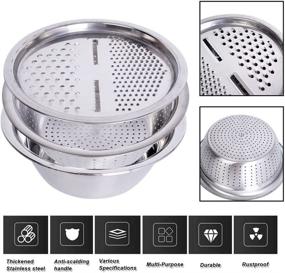 img 2 attached to 🥦 2020 New Stainless Steel Basin Grater: Multifunctional 3 in 1 Vegetable Cutter, Julienne Grater, Drain Basket- Vegetable Fruits Washing Bowl Strainer Set (26cm)