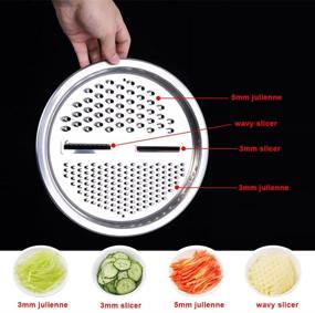 img 3 attached to 🥦 2020 New Stainless Steel Basin Grater: Multifunctional 3 in 1 Vegetable Cutter, Julienne Grater, Drain Basket- Vegetable Fruits Washing Bowl Strainer Set (26cm)