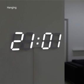 img 3 attached to 🕰️ Mooas 3D LED Wall Clock Big Plus White: Remote Control, 15 inch, Modern, Alarm, Temperature, 12/24 Time