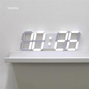 img 2 attached to 🕰️ Mooas 3D LED Wall Clock Big Plus White: Remote Control, 15 inch, Modern, Alarm, Temperature, 12/24 Time