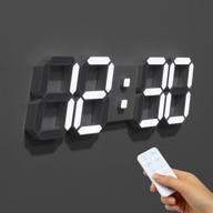 🕰️ mooas 3d led wall clock big plus white: remote control, 15 inch, modern, alarm, temperature, 12/24 time logo