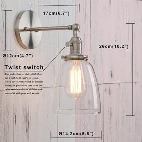 img 3 attached to Permo Industrial Vintage Single Sconce With Oval Cone Clear Glass Shade 1-Light Wall Sconce Wall Lamp (Brushed)