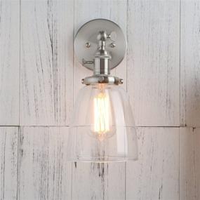 img 2 attached to Permo Industrial Vintage Single Sconce With Oval Cone Clear Glass Shade 1-Light Wall Sconce Wall Lamp (Brushed)