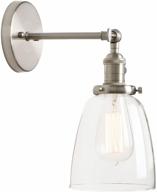 permo industrial vintage single sconce with oval cone clear glass shade 1-light wall sconce wall lamp (brushed) логотип