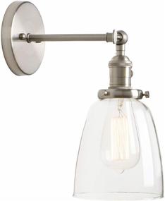 img 4 attached to Permo Industrial Vintage Single Sconce With Oval Cone Clear Glass Shade 1-Light Wall Sconce Wall Lamp (Brushed)