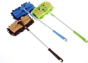 img 3 attached to 🧹 Children's Detachable Xifando Mini Microfiber Chenille Cartoon Flat Dust Mop - 360 Degree Rotation & Extension-Type (Blue)