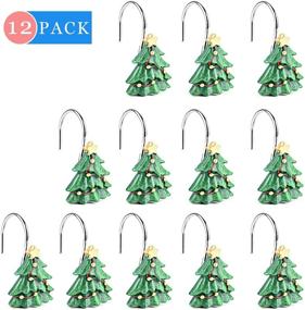 img 3 attached to 🎄 Premium Christmas Tree Shower Curtain Hooks: 12 Anti-Rust Xmas Winter Rings for Festive Bathroom Decor