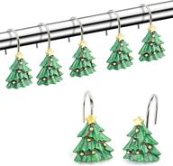 🎄 premium christmas tree shower curtain hooks: 12 anti-rust xmas winter rings for festive bathroom decor logo