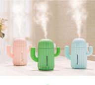 🌵 340ml usb cactus air humidifier - mini portable home bedroom office car travel yoga humidifier with led light (green) logo