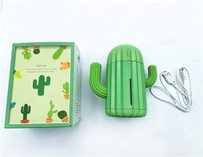 img 2 attached to 🌵 340ml USB Cactus Air Humidifier - Mini Portable Home Bedroom Office Car Travel Yoga Humidifier with LED Light (Green)