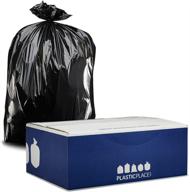 🔒 strong and reliable: plasticplace contractor trash 42 gallon, 3.0 mil, black heavy duty garbage bag, 33” x 48” (50 count) logo