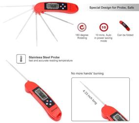 img 3 attached to 🌡️ Red Brinonac Digital Food Thermometer - Instant Read Meat Thermometer with Backlight, Calibration for Smoker, Kitchen, Oven, Outdoor Cooking, BBQ Grill