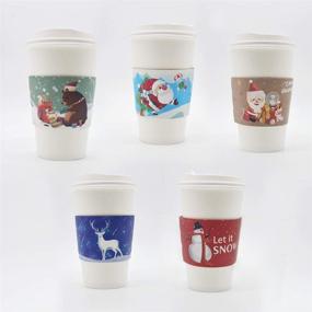 img 3 attached to 🎅 Pack of 40 Christmas Coffee Cup Sleeves for 12oz-20oz Cups | 5 Custom Xmas Designs | Ideal for Hot Cocoa, Coffee, Tea, Cold Beverages