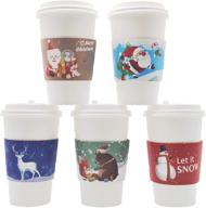 🎅 pack of 40 christmas coffee cup sleeves for 12oz-20oz cups | 5 custom xmas designs | ideal for hot cocoa, coffee, tea, cold beverages logo