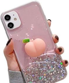 img 3 attached to WHH Decompression Finger Pinch Cute For IPhone 8 Plus Case Soft Squishy 3D Peach Fruit Protective Kawaii For IPhone 7 Plus Case (Glitter Peaches