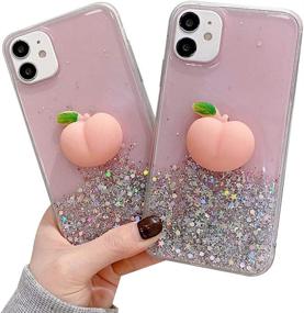 img 2 attached to WHH Decompression Finger Pinch Cute For IPhone 8 Plus Case Soft Squishy 3D Peach Fruit Protective Kawaii For IPhone 7 Plus Case (Glitter Peaches