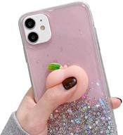 whh decompression finger pinch cute for iphone 8 plus case soft squishy 3d peach fruit protective kawaii for iphone 7 plus case (glitter peaches logo